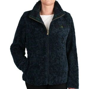 Pendleton Ladies' Fuzzy Zip Sherpa Fleece Jacket w/ Blue Green Plaid Detail